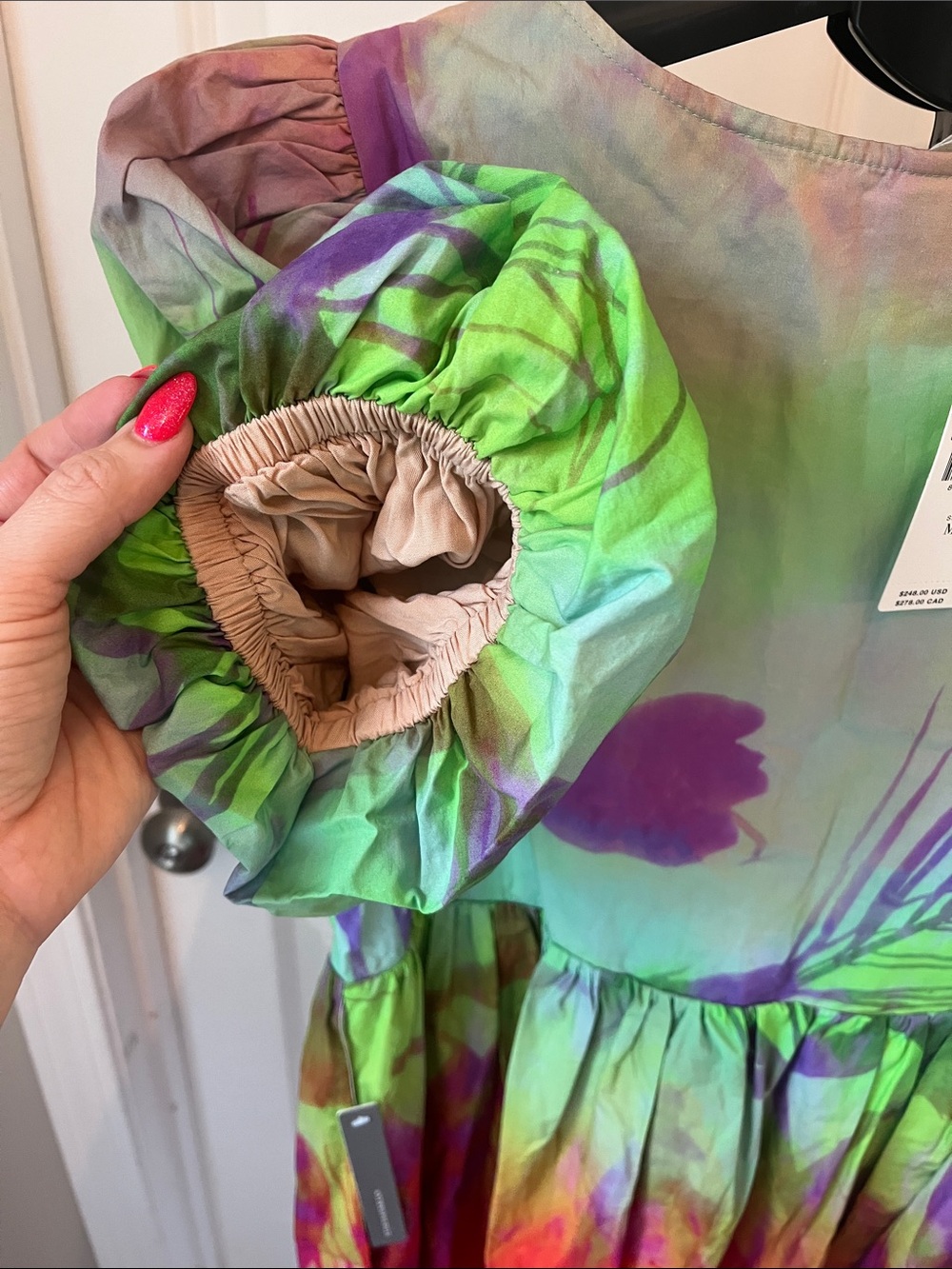 Plenty by Tracy Reese Anthropologie Tie-Dye Puff Sleeve Dress NWT — Size M - Picture 10 of 10